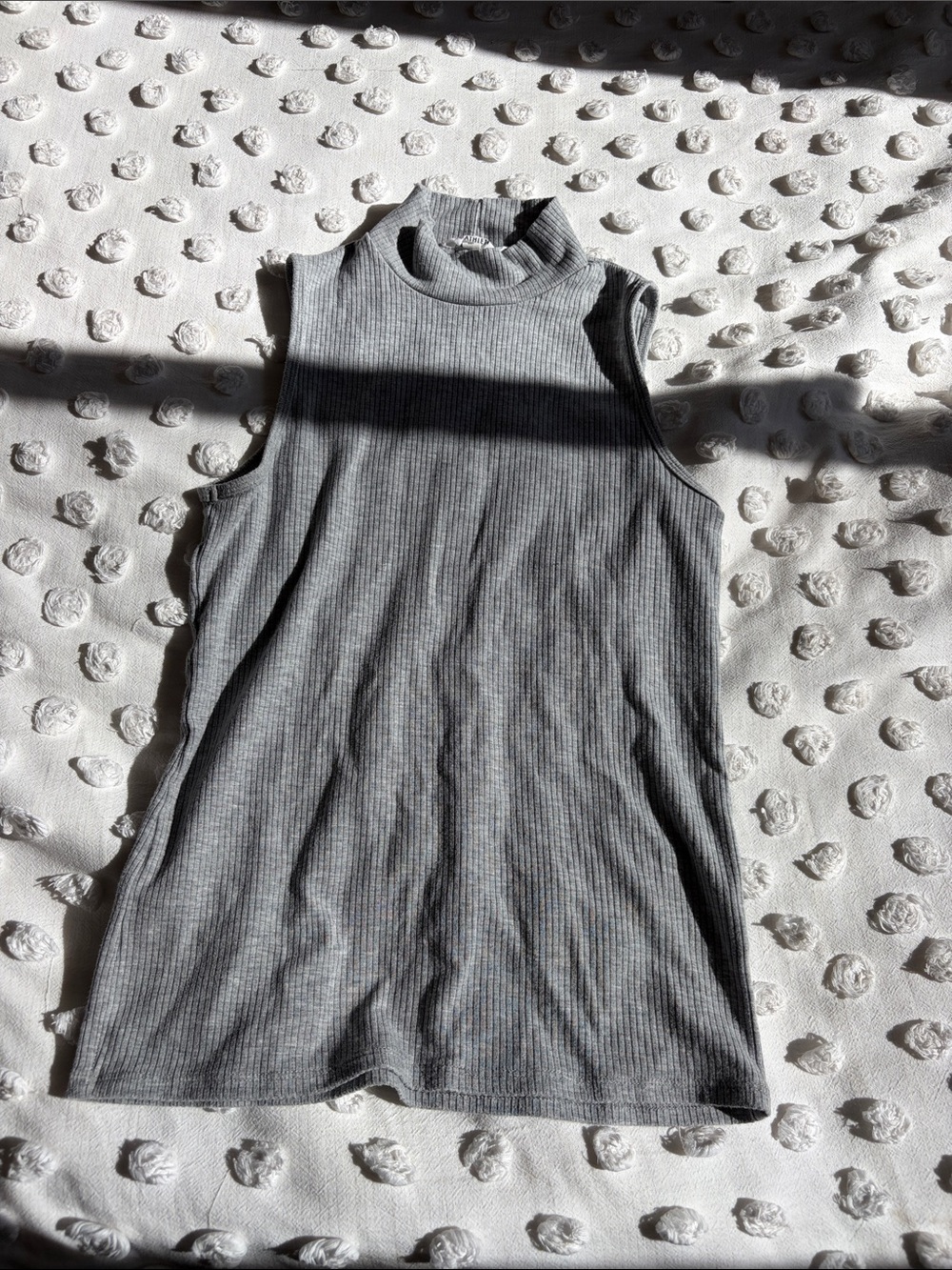 Athleta Ribbed Mock Neck Sleeveless Tank - Gray